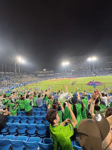 緑の波と光のスタジアム