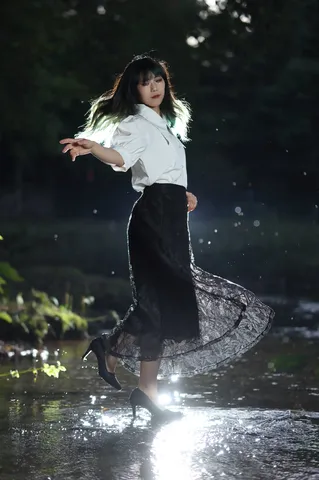 水面のきらめき、動くシルエット