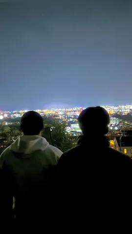 煌めく街と二つのシルエット