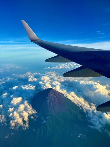 空からの絶景、雲海と富士山