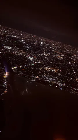 夜景に浮かぶ飛行機の翼