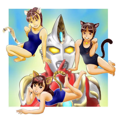 メカと猫耳娘たちの不思議な共演