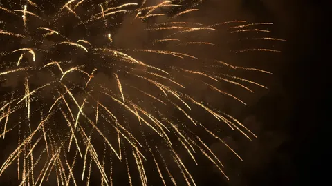 夜空を裂く金色の雨