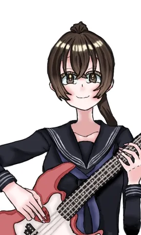 ベースを弾くキュートな女子高生