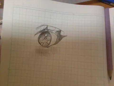 鉛筆で描く、アニメ風の瞳
