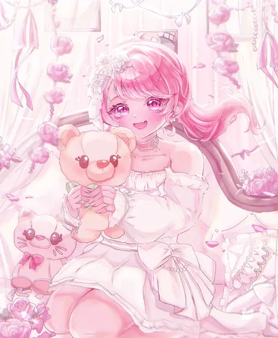 夢見る乙女とテディベア