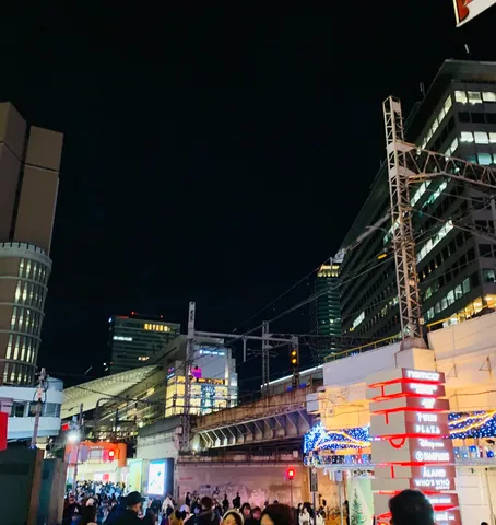 ネオンきらめく夜の街並み