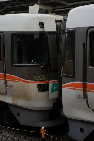 駅で並ぶ、静かな車両の顔合わせ