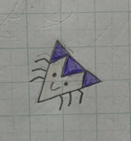 三角の山に遊ぶ小さな影