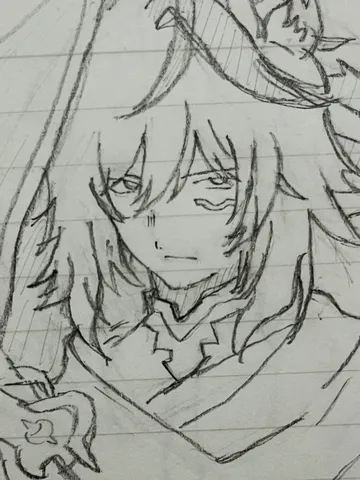 鉛筆で描かれた憂いを帯びた表情