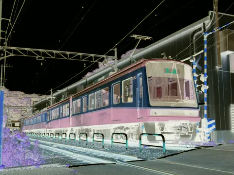静寂を切り裂く、紫に染まる鉄路