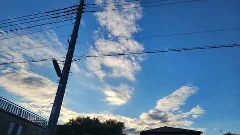 電線と青空のコントラスト