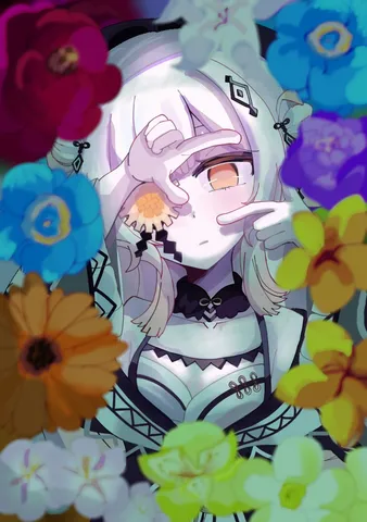 花越しの幻想的な瞳