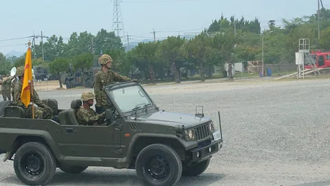 力強い進軍、訓練の情景