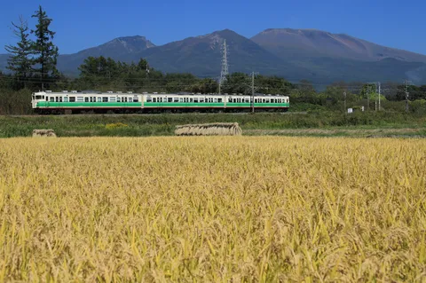 田園と山を結ぶ列車