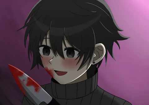 血塗られたナイフと切ない表情