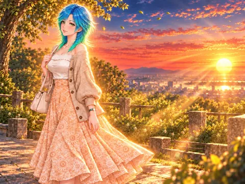 夕映えにほどける花模様