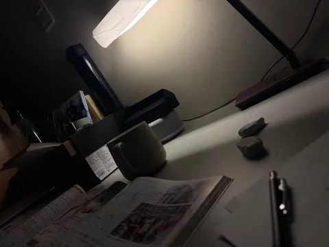 夜のデスク、密かな活動中