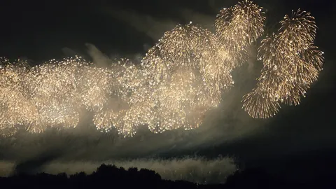 夜空を彩る黄金の光のカーテン