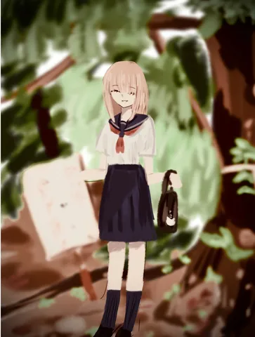 夏の日の少女と教科書