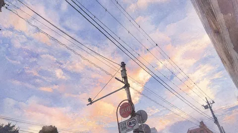 夕暮れと電線の風景