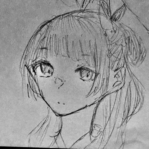 繊細なタッチの横顔スケッチ