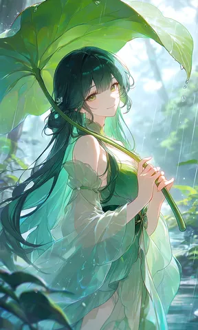 葉陰にほどける雨の光