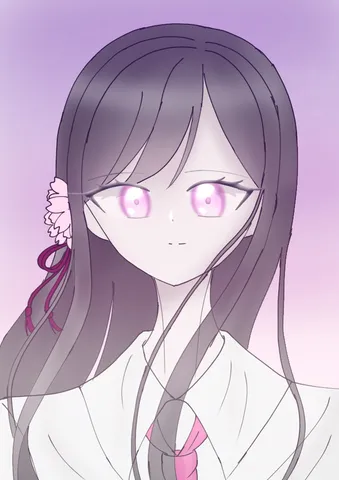 紫の余韻と光る瞳
