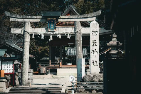 石鳥居、どっしり門番中
