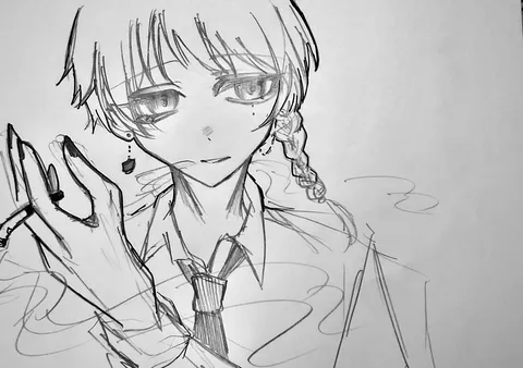 憂いを帯びた芸術的スケッチ
