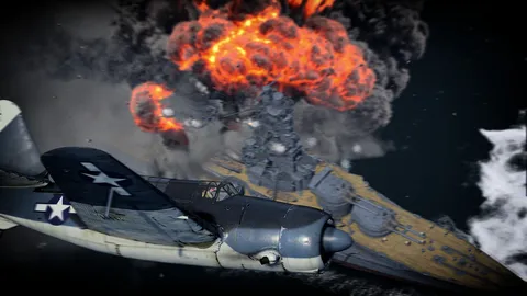 爆炎を駆け抜ける航空機