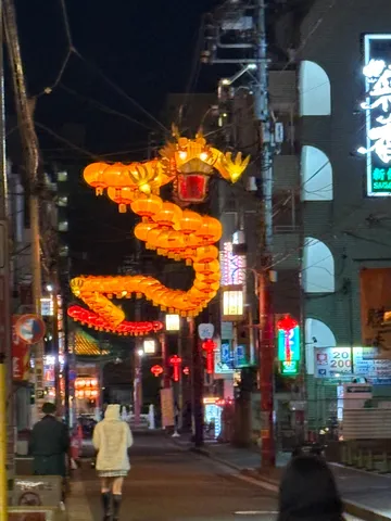 夜空を彩る龍のランタン