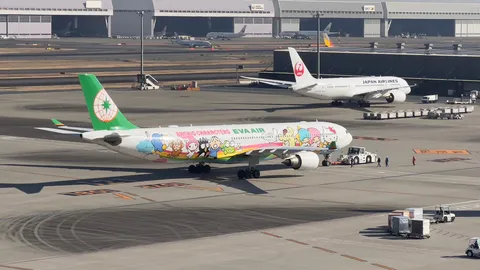 キャラクター飛行機、離陸準備。