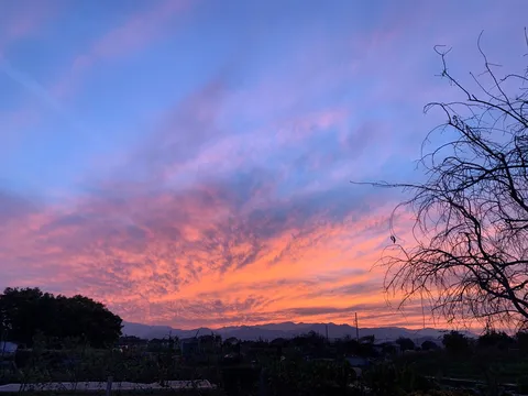 夕焼けに染まる静かな風景