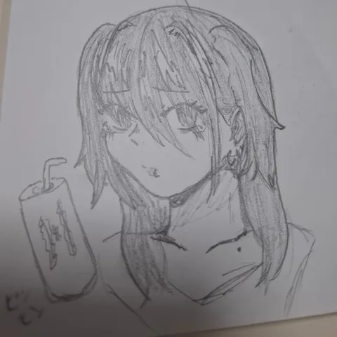 ドリンク片手にアンニュイな表情