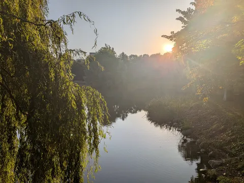 夕陽と水辺の囁き