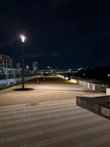 静寂な夜の遊歩道