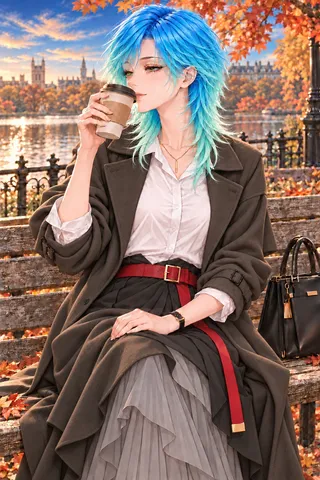 秋景色に溶けるコーヒータイム