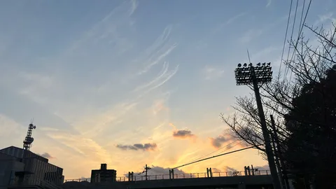 夕暮れに灯る空と人工の光