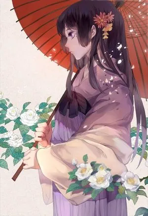 和傘に咲く、白い花の調べ