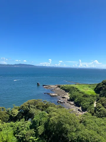 青と緑が織りなす岬の景色