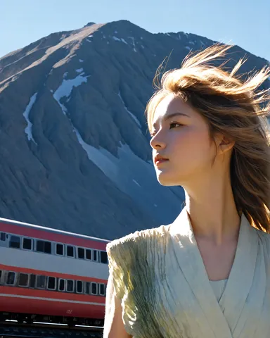風を切る山と列車