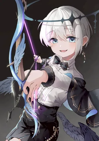 輝く矢と白い髪の射手