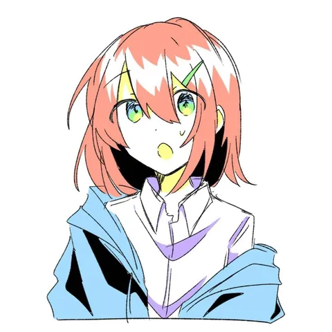 青い上着と驚きの表情