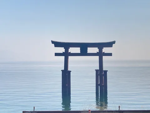 水上の鳥居、静寂の瞬間