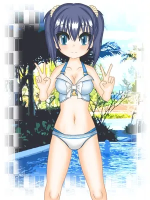 夏空とビキニの少女