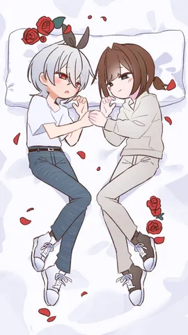 ベッドで花と二人