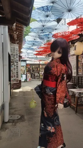 傘彩る路地のひととき