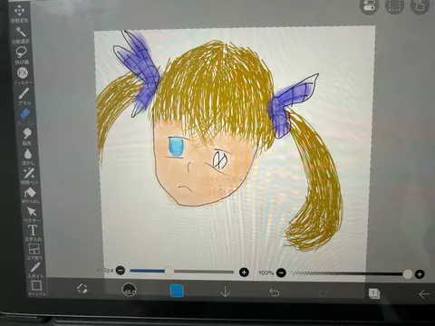 デジタルの世界で描かれた、ツインテール少女のポートレート
