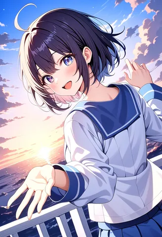 輝く夕暮れ、差し伸べる手